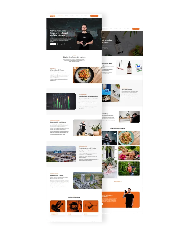 Pages of the CREO website